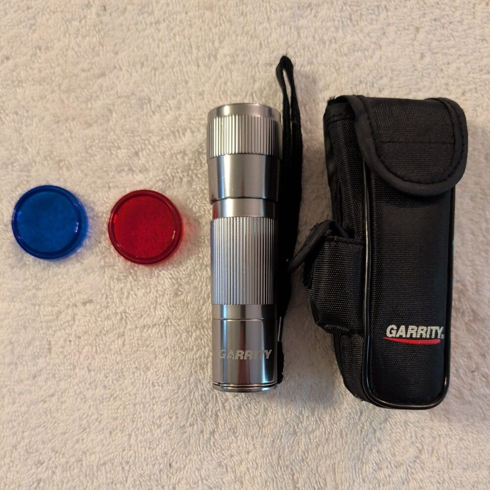 GARRITY Flashlight 5 INCH with case + RED and BLUE Filter Caps